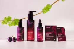 Ya Da Viniferine cilt bakım setinin stüdyo çekimi ürün fotoğrafçılığı, cilalı yüksek etkili stil - Avrupa'daki projeler için fotoğrafçı.