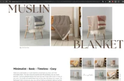 Ahşap sandalyeler üzerinde muslin battaniyelerin stüdyo ürün fotoğrafçılığı, yumuşak doğal ışık, cilalı minimalist stil - Avrupa için Berlin fotoğrafçısı.